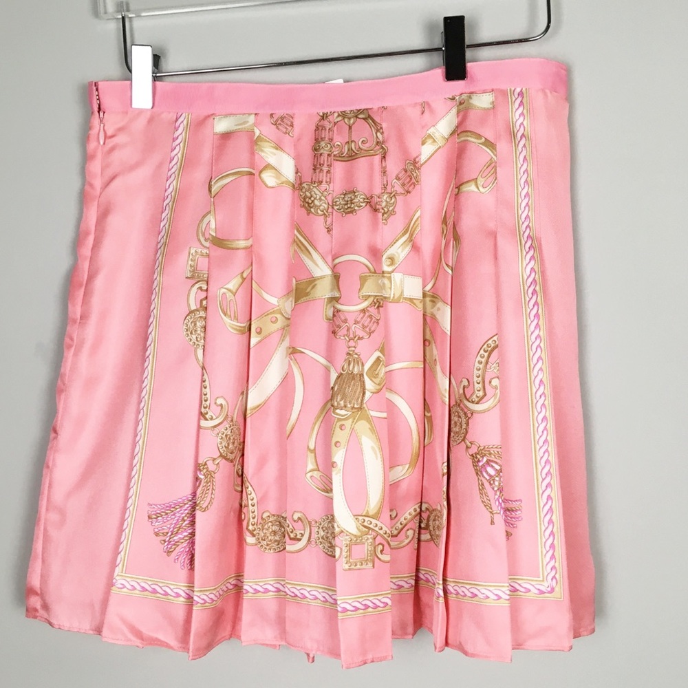 {J. McLaughlin} Silk Tassel Print Pleated Skirt